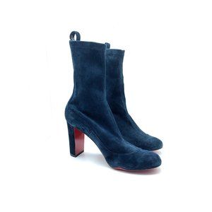CHRISTIAN LOUBOUTIN - Gena 85 Suede Ankle Boots - Blue - Sz. 37